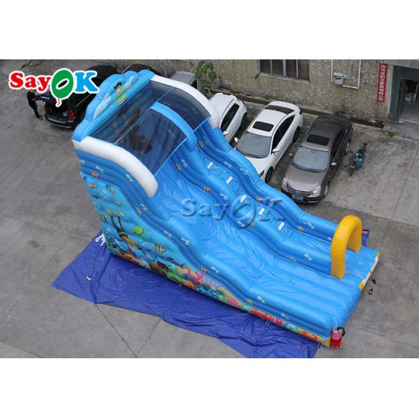 9x4.5x6mH Blue Ocean Theme Inflatable Wave Water Slide With Octopus Arch