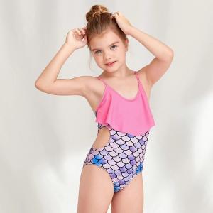 Buy cheap One Piece Girls Swim Wear Bikini Colorful Fish Scales Printed Girls Summer Swimsuit product