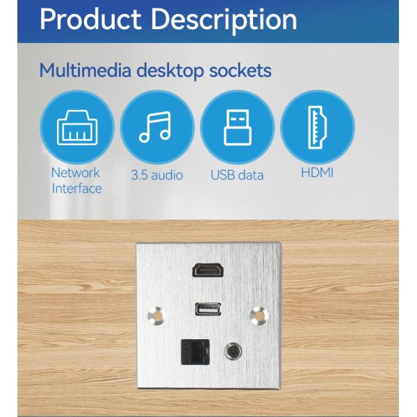RJ45 Information Wall Panel Audio Video Outlet Multimedia Surge Protector