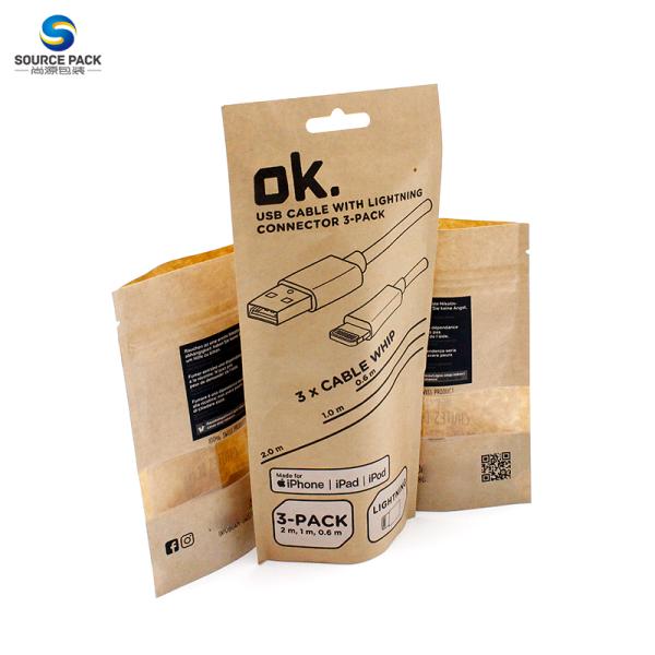 Biodegradable Stand Up Pouch Customized PLA Kraft Paper Bag for Food Packaging