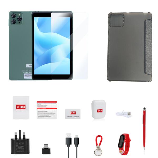 C idea 8 Inch Android Tablet PC With Android 12 OS Quad Core CPU 8GB RAM 512GB Storage IPS HD Display CM818-Green