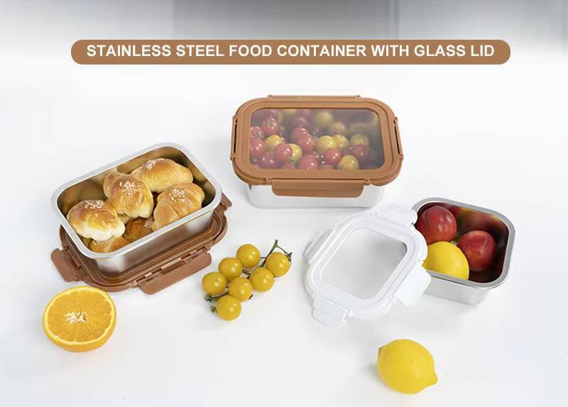 IKOO Stainless Steel Food Storage Container with Round/Square/Rectangular Shapes for Freshness Preservation and Airtight Seal