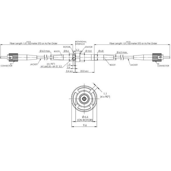 Stainless Steel Fiber Optical Rotary Joint 650 - 1650 Nm Wave Length