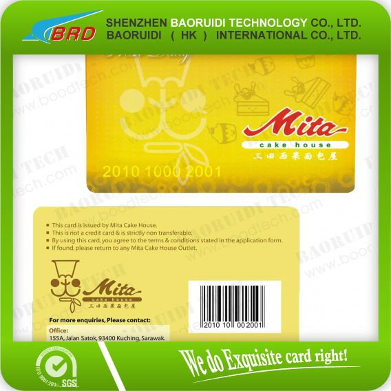 Barcode pvc card for vip membership