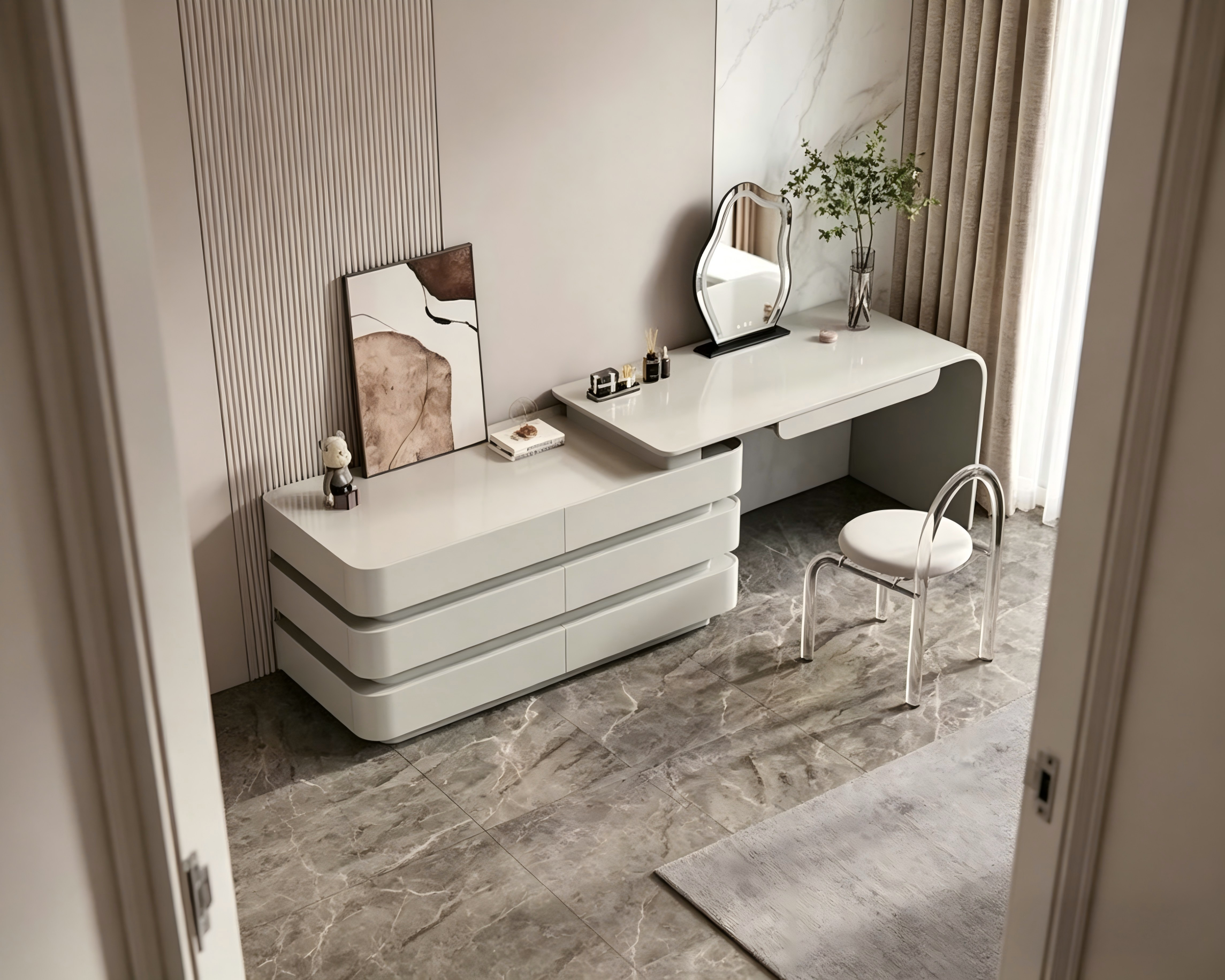 Modern Extendable Makeup Vanity Desk For Salon Settings