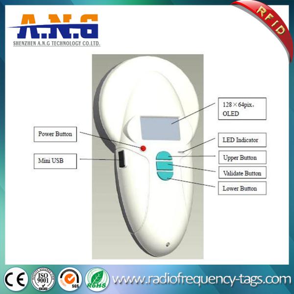 Bluetooth NFC Rfid Reader / Handheld Animal Ear Tag Reader For Animal Tracking