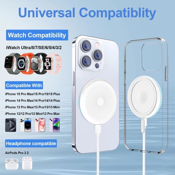 Magnetic Phone Watch Earbud Charger Fast Wireless Charging Pad 5V/2A 9V/2A