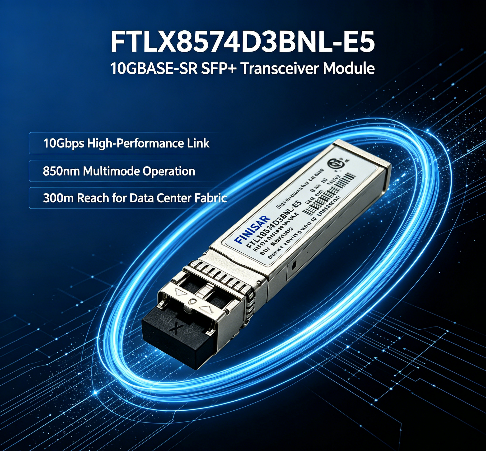0G 850nm Shortwave Multimode Hot Pluggable SFP+ Optical Transceiver With Duplex LC Connector & Class 1 Laser Safety Certification