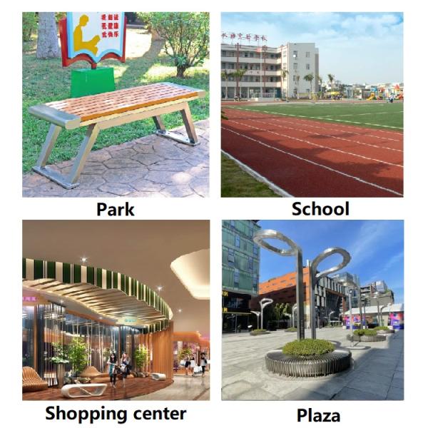 Garden Solid Wood Slats Bench Park Waiting Benches With Steel Frame