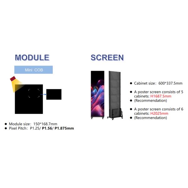 COB LED Poster Display front view showing ultra-high definition image quality