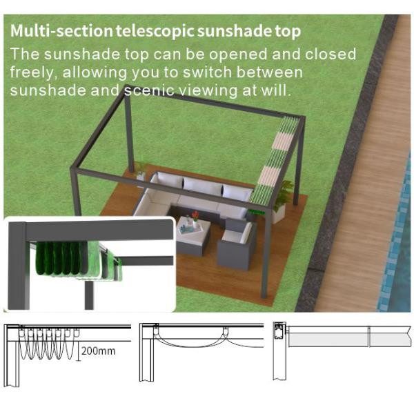 New anti-UV segmented wavy telescopic sunshade rain canopy sailcloth