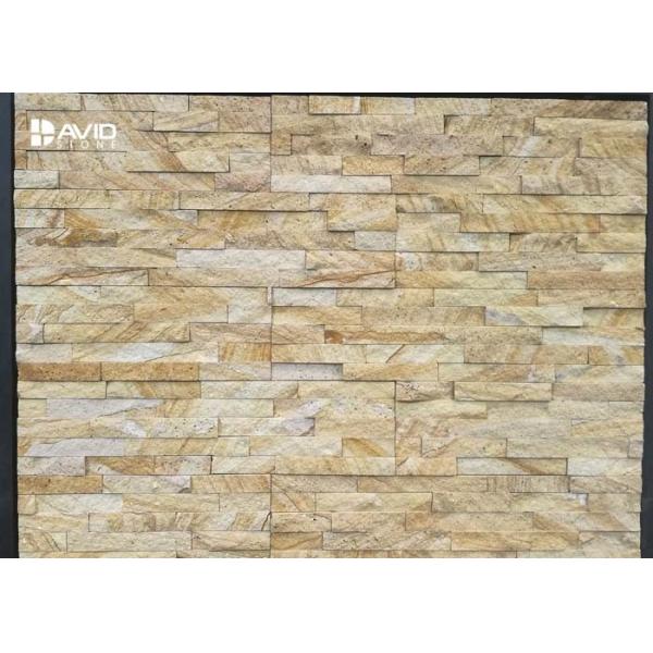 Yellow Sandstone Cultured Stone Wall Cladding Panels Fire Resistance