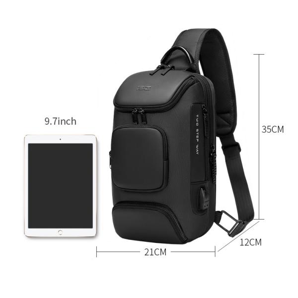 Multi Pockets Polyester Mens Sling Bag With Usb Charging Interface