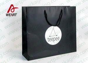 Buy cheap Matt Black Branded Personalised Paper Carrier Bags For Party Nylon Rope product