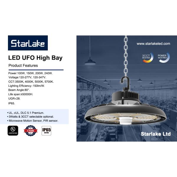Aluminum Alloy UFO LED High Bay Light 100w 120w 150w 200w 240w