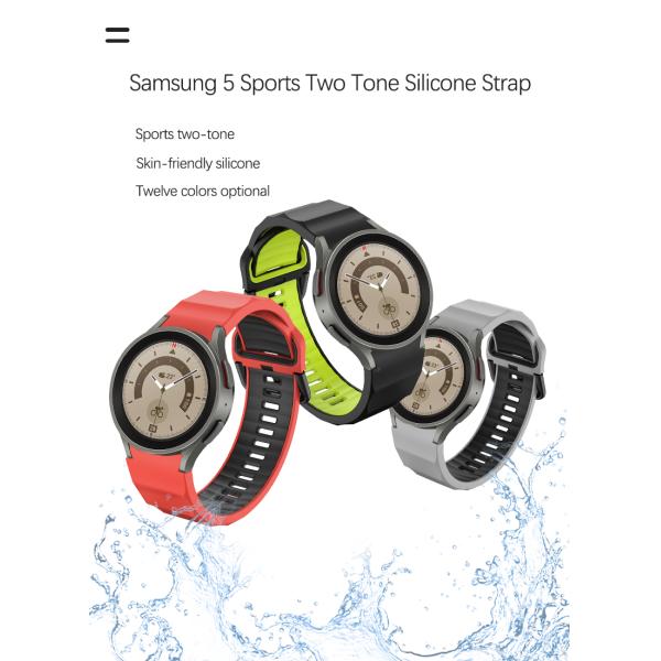 Custom Dual Color Silicone Watchband for Samsung Galaxy Watch 5 Pro
