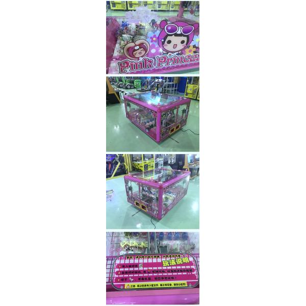 Big Glass Box Crane Game Machine Coin Operated Pink Princess Stereo Sound System