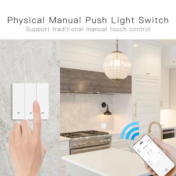 Push Button Switches 1/2/3 Gang Tuya No Neutral Zigbee Smart Switch APP remote control Alexa Acho Google Home MOES Facto