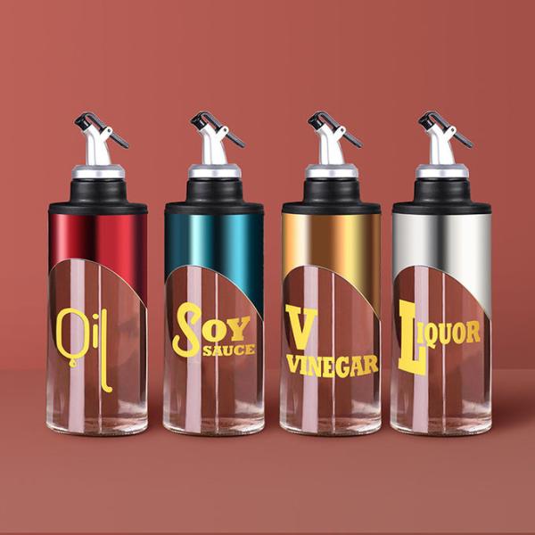 Empty Round Kitchen Oil Dispenser Glass Bottle 380ml 650ml
