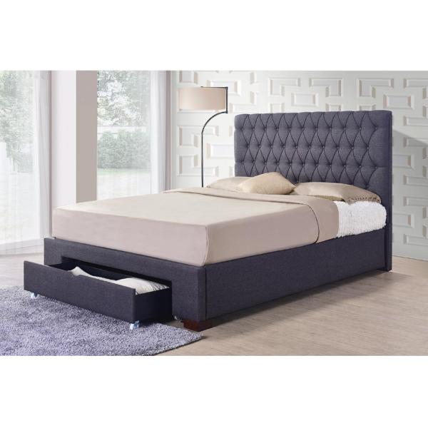 Queen Size Linen Upholstered Sleigh Bed Romantic Style Simple Design