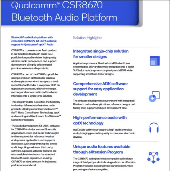 CSR8670C-IBBH-R IC Chip RF TxRx + MCU Bluetooth Bluetooth V4.0 2.4GHz 112-VFBGA
