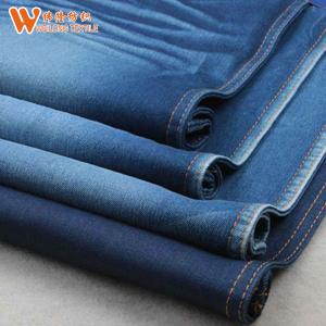 China Non Slub Cotton Polyester Spandex Yarn Dyed Denim Fabric Dark Blue on sale