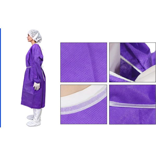 Disposable Surgical Isolation Gown with AAMI Level 1-4 Protection and PP+PE / SMMS Material for Superior Fluid Impermeability