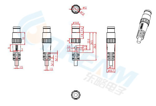 Circular Female Or Male 10 Pin Cable LED Lighting M12 Connector With IP68 Waterproof Level