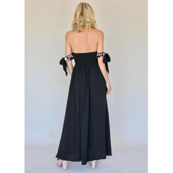 New Boho Off Shoulder Summer Backless Maxi Dresses With Tie Up Sleeves