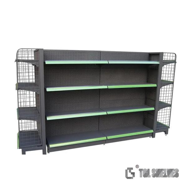 Grocery Gondola Supermarket Shelf Rack TGL Cold Rolled Steel Material