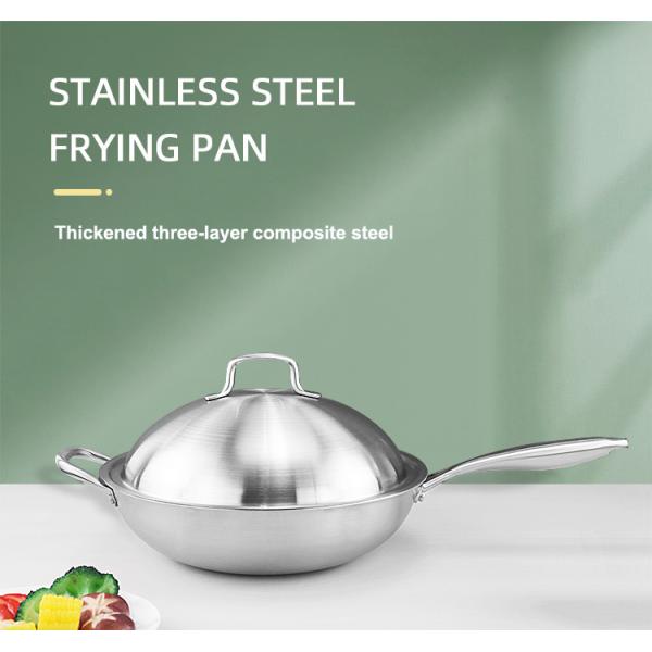 High Quality Cooks Standard Silver Fry Pan Stainless Steel Multi-Ply Clad Wok with High Dome lid