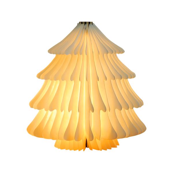 Origami Tyvek Paper Christmas Tree Shaped Light Lamp Standing Foldable Home Decor