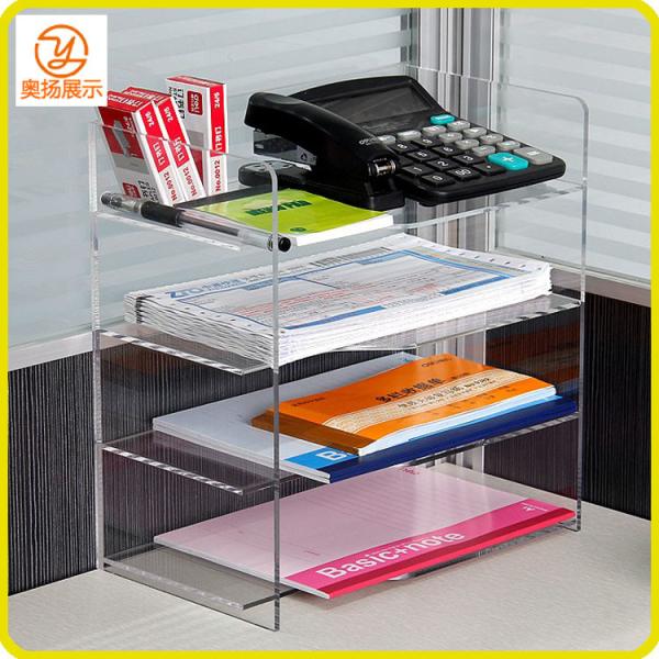 China factory customized 4 tiers acrylic brochure display organizer