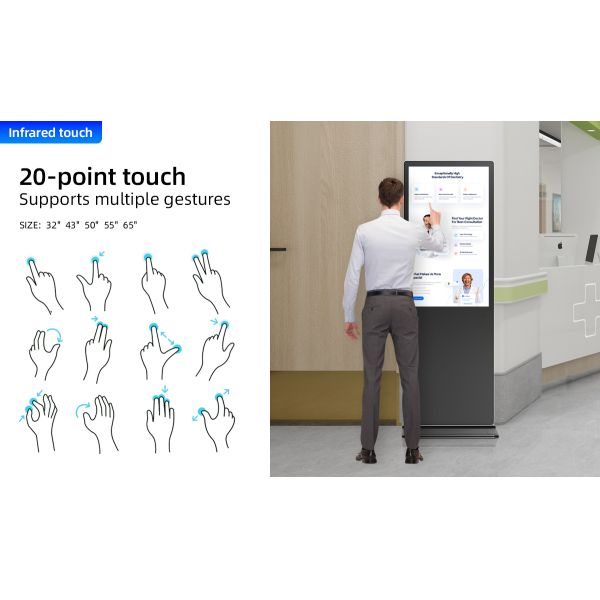 Floor Standing Infrared Touch Interactive Digital Kiosk 32 - 65 Inch