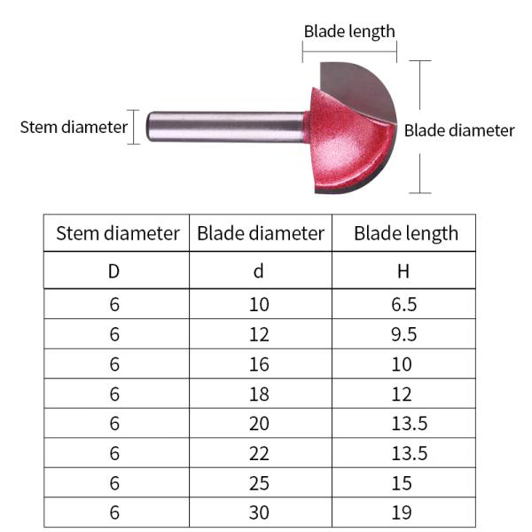 Tideway Factory Prices 6mm Shank CNC Router Bit Wood Half Gove Milling Cutter Nose Grooving Cutter Bit-OEM Customized 10 Pcs