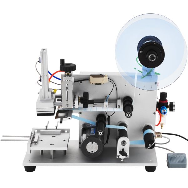 Desktop Semi Automatic Flat Labeling Machine Paper Boxes Packaging Bags And Bottles Label Applicator