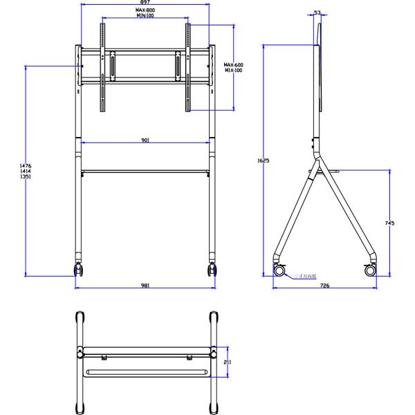 New Arrive Interactive Whiteboard Stand Movable 42 To 75 Inch TV Monitor Lifting Mobile Stand Max Bearing 60KGS Powerfull Wheels Easy Move For