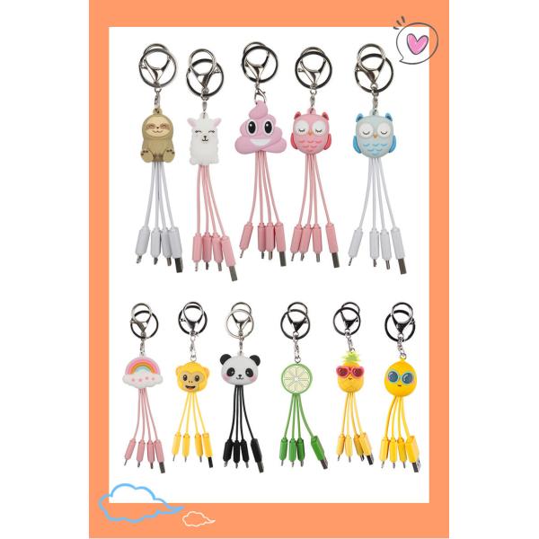 Customized PVC 4 in 1 USB Cable with Keyring