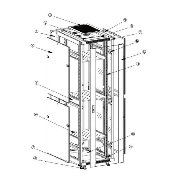 Stable 42U 19 Data Server Rack Cabinet Electronics Rack Cabinet 1300kg Loading Weight