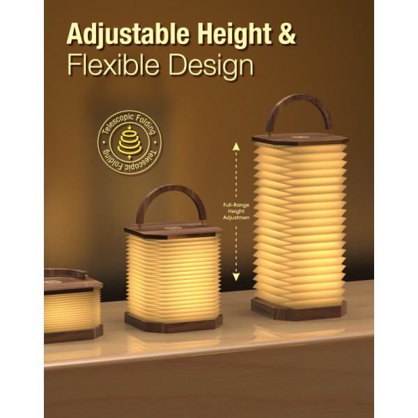 6V Camping Accordion Light Fixture Portable Foldable LED Touch Warm Light