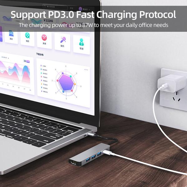 Customized 6-In-1 USB C Type-C Hub To 4K HDMI and USB 3.0 for Macbook OEM/ODM