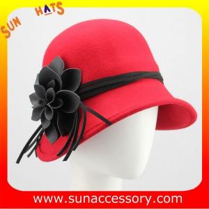 Buy cheap Hot sale Fashion 100% Australia wool felt ladies hats ,Red cloche  hats with adjustable band product