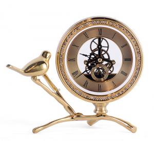China Office Gold Copper Clock Sculpture Decorative Art Craft on sale