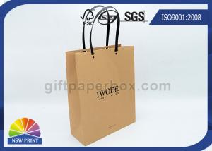 Buy cheap Logo Printed Kraft Paper Bags Plastic Handles Brown Paper Shopping Bags FOR Garment product