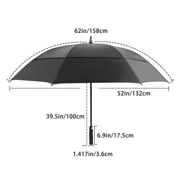 Oversized Double Canopy Vented Golf Umbrella Auto Open Waterproof Sunproof