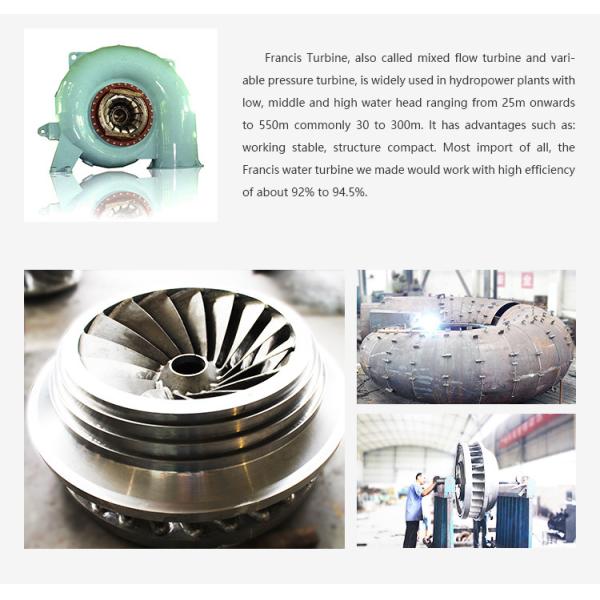 Small 100kw Francis Turbine Generator , Hydroelectric Water Turbine