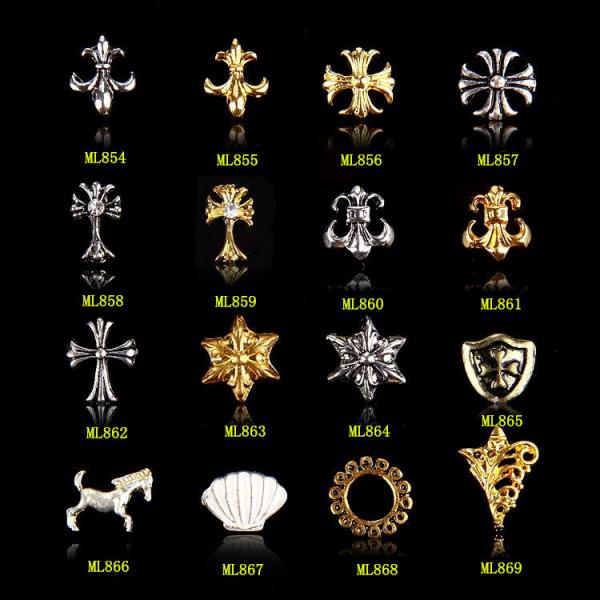 Quality New nail designs /metal nail art/ gold studs nail jewelry 3D DIY floating charms ML854-869 for sale