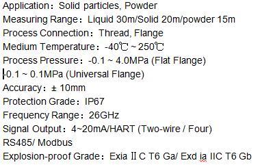 high frequency accuracy 26 ghz radar water level transmitter