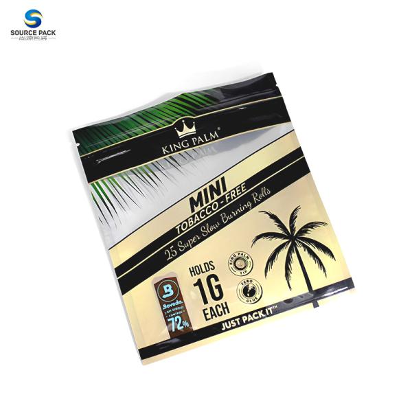 Three Side Sealed Blunt Wraps Cigar Packing Bag Plastic Mylar Zipper