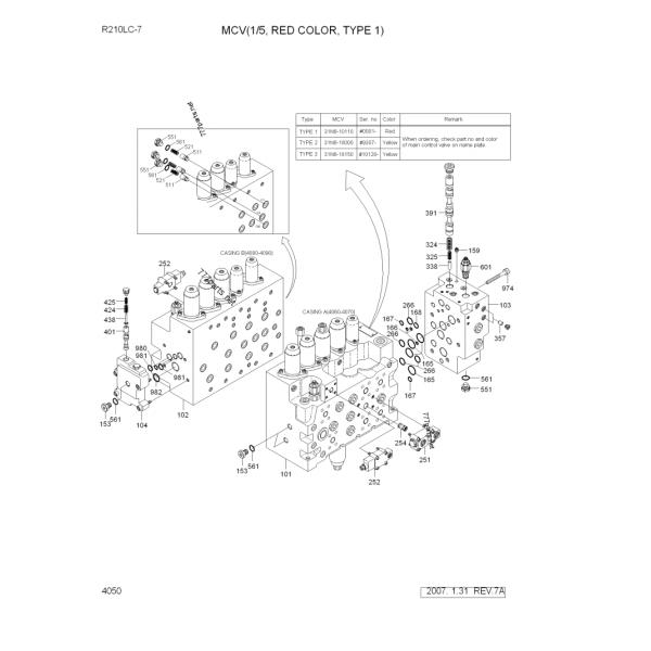 Excavator Hyundai R210LC-7 Main Control Valve For 31N6-10110